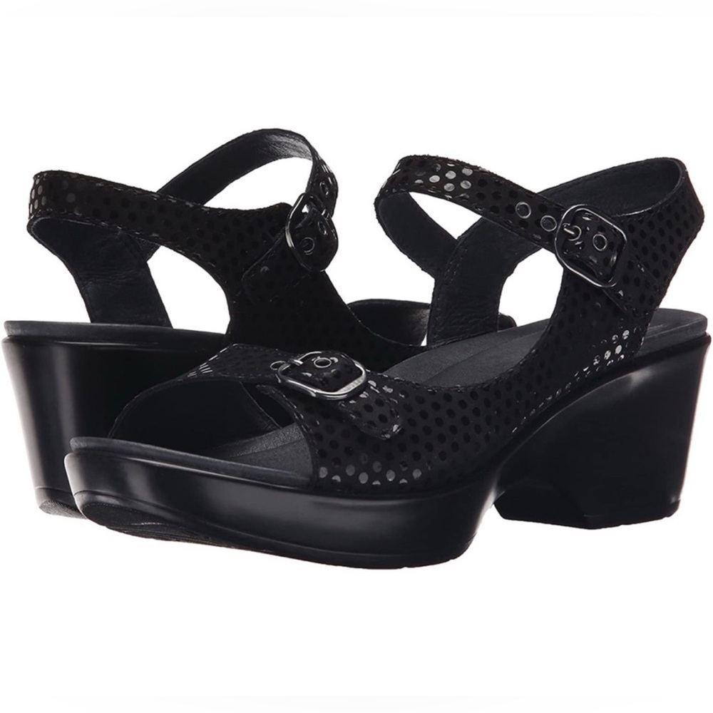 Dansko Women's Joanie Black Dots Wedge Sandal 37